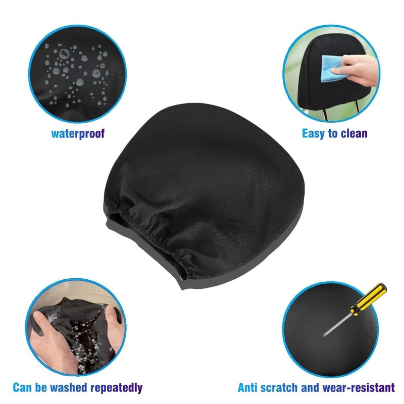 QOMAGO 2PCS Universal Car Headrest Covers Car Seat Head Rest
