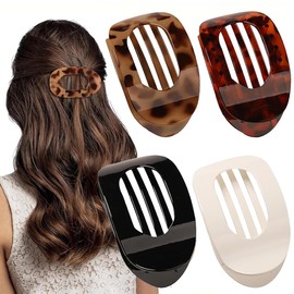 JAWUZ 4 Stück Haarspangen damen, Französische haarspange, French hair clip, Haar klammer, Flach Sicherer Halt Innenzähne Haar Krallen, D