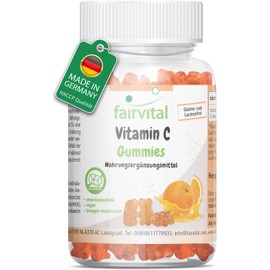 Fairvital Vitamin C Gummies – Pack of 90 – 500 mg per Daily Dose – Orange Flavour – High Dose – 100% Vegan + Sugar Free – Quality Tested and High Dose – Made in Germany