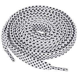 sourcing map 3 Pairs Double Layer Polka Dots Twill Flat Shoelaces for Sneakers Sports Shoes White-Black 120 cm/47.2"