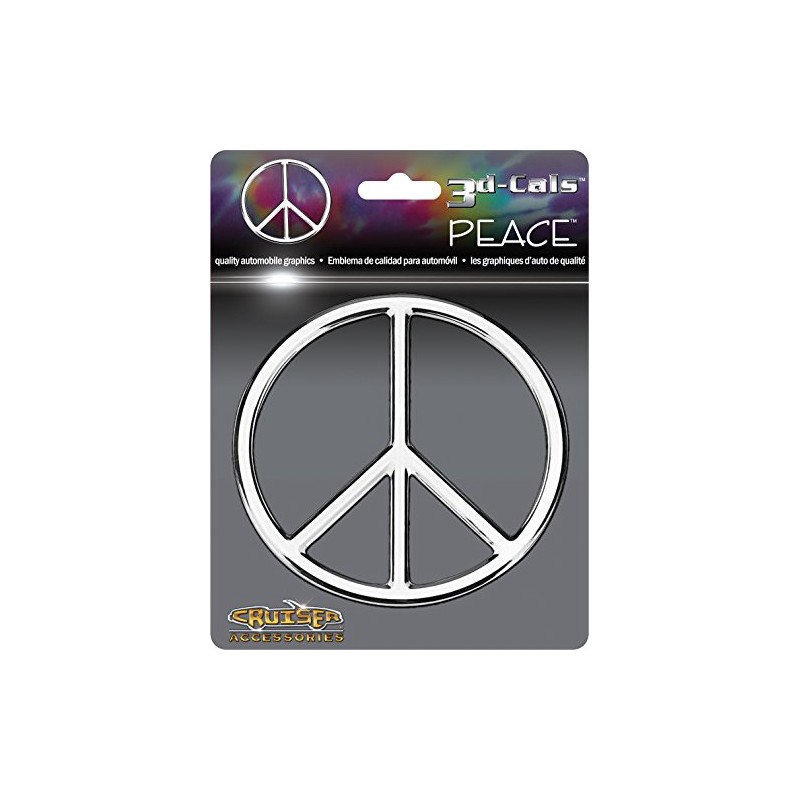 Cruiser Accessories 83063 3D-Cals Peace Raised Adhesive Decal, Chrome