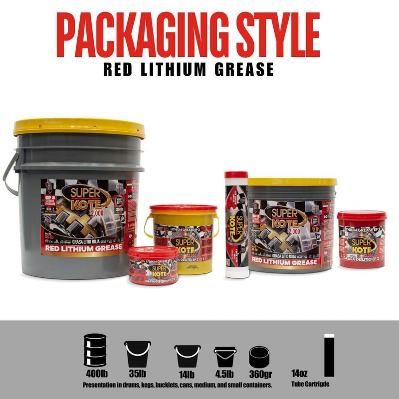 Red and Tacky Lithium Grease Superkote 2000 | NLGI 2