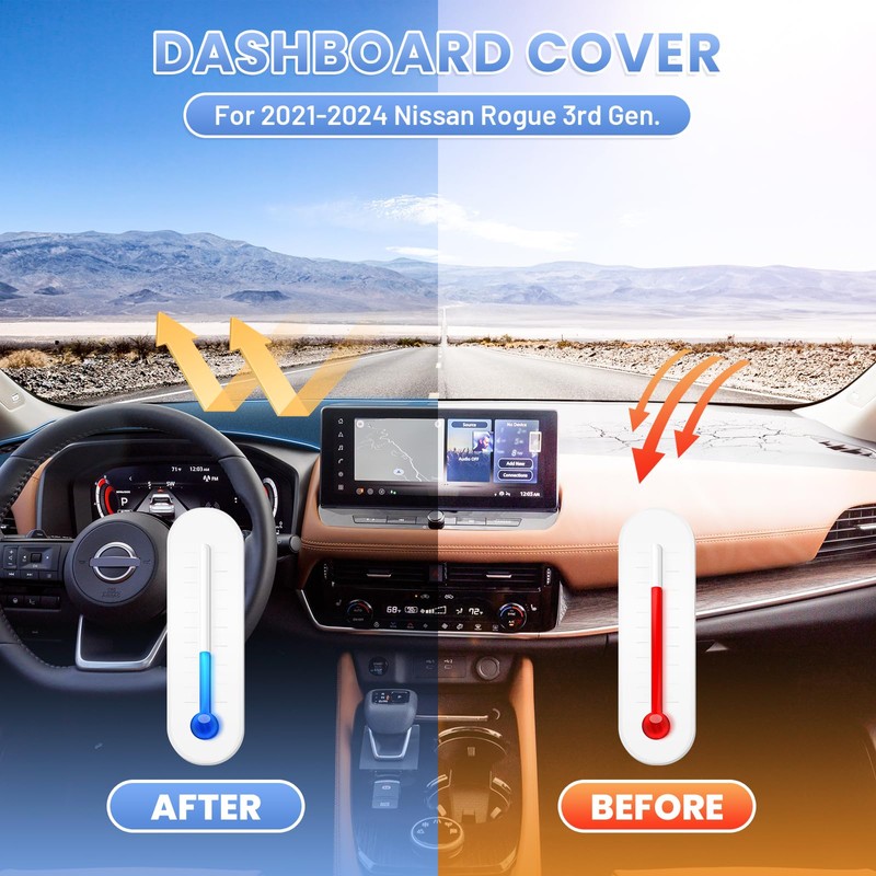 Sunsdrew Dash Cover for 2022-2025 2026 Nissan Rogue Dashboard Cover