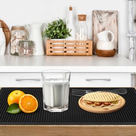 Extra Large (28 inch by 16 inch) Thick Rubber Service Bar Mat for Home Kitchen Counter Mat, Bartender Bar Mat, Dish Drying Mat, 2 Packs Black