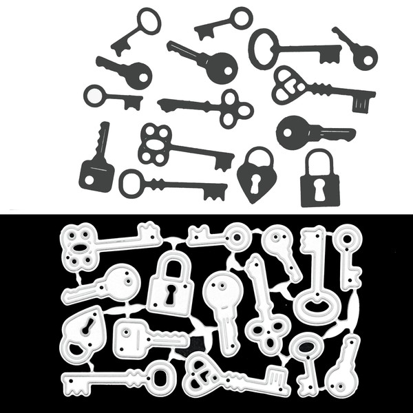 15 Small Lock & Key Metal Cutting Dies, Locks, Keys,