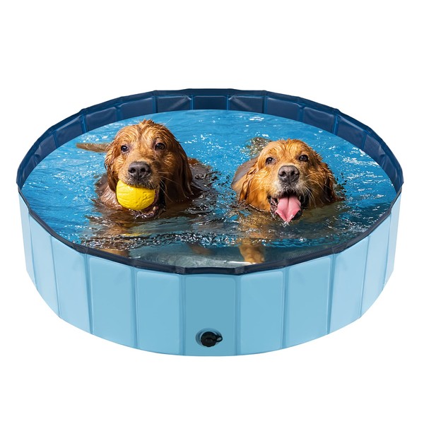 Foldable Dog Pool, YSJILIDE Portable PVC Dog Pet Swimming Pool, Collapsible Plastic Dog Bath for for Large Medium Small Dogs & Kids (47.2 x 12)