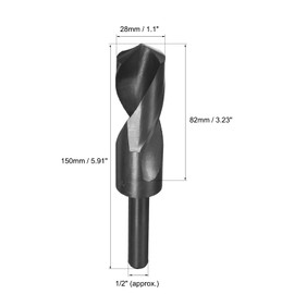 sourcing map 2pcs Reduced Shank Drill Bits 28mm Black Nitride Coated High Speed Steel HSS 9341 with 1/2 Inch Straight Shank, Twist Drill Bit for Stainless Steel Alloy Metal Plastic
