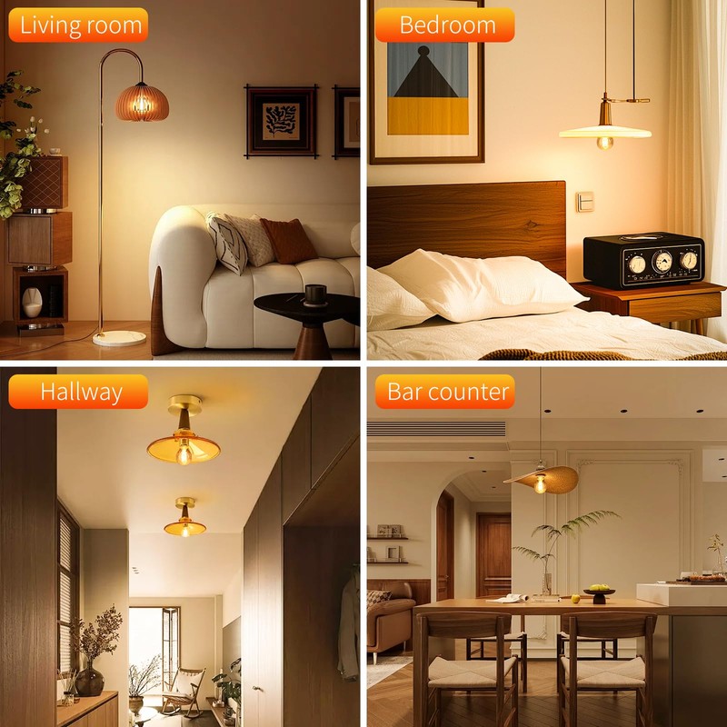 Decoaui Vintage Edison LED Light Bulbs A19, E26 Base, Dimmable