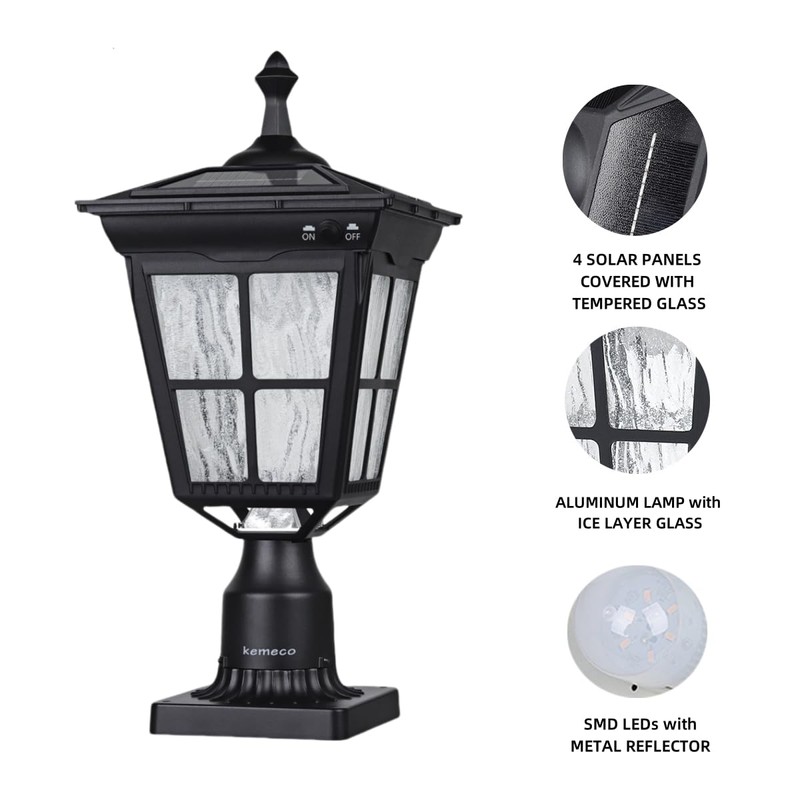 Kemeco ST4311AQ LED Cast Aluminum Solar Post Light Fixture with