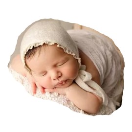 Ederafoto Newborn Photography Bonnet Props Baby Photo Posing Hat for Girls Photoshoots (Beige B)