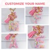 Fmeida Initial Letter Keyring for Women Cute Pink Tassel &