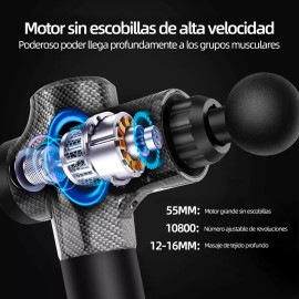 Pistola de Masaje Eléctrica Mirrend | 6000 mAh con Pantalla | Incluye Kit de Almacenamiento y Accesorios
