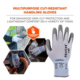 Ergodyne ProFlex 7025 Cut Resistant Work Gloves, ANSI A2, PU Coated Palms for Flexible No Slip Grip, Abrasion Resistant, Superior Fit and Feel, 18g