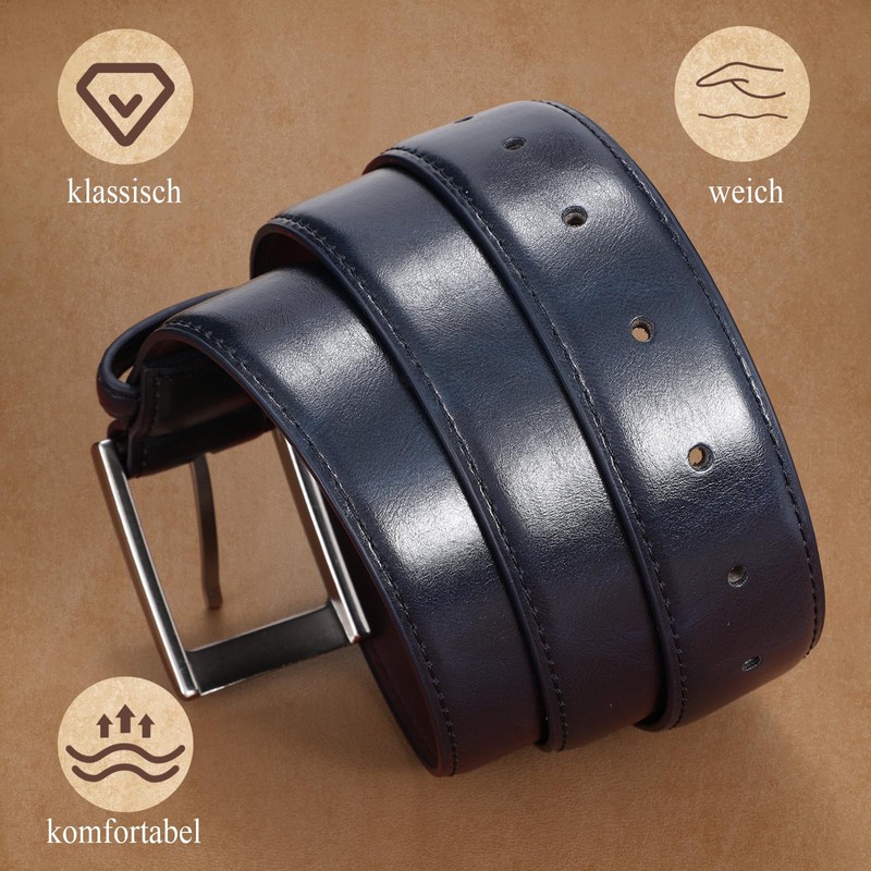 WHIPPY Men's Leather Belt Classic Denim Belt for Men 38