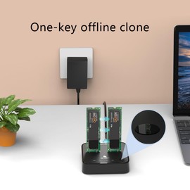 ISHEEP SATA M.2 SSD Duplicator Docking Station with Offline Clone Function, 10Gbps Transfer Speed, Supports B+M Key M.2 SSDs, Support Offline Clone Duplicator (H016S)