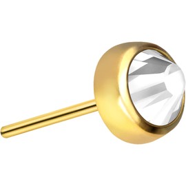 PIERCINGLINE Titanium Labret Attachment with Push Pin Disc and Crystal Without Labret Stud Piercing Ear Conch Tragus Lip Nose Medusa Choice of Colours and Sizes, Titanium