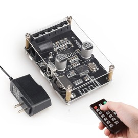 XY-P40W Bluetooth Power Amplifier Board with A 12V/2A DC Power Supply, Can Be Controlled by Remote Controller for Home theaters and DIY Bluetooth Speakers (XY-P40W with DC Power Supply)