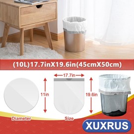 XUXRUS Bin Liners 10 Litre Bin Bags with Drawstring, Pack of 90 Bin Liners with Carry Handle White Waste Bag