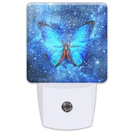 Universe Galaxy and Butterfly Night Light for Kids,Blue Stars and Nebula Plug in Night Light, Dusk to Dawn Sensor Night Light Plug in for Boys Girls 0.5w Energy Saving Sleep Friendly for Home Decor