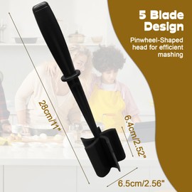 Auvotuis Meat Masher, 5 Curve Blade Hamburger Chopper, Heat Resistant Meat Masher for Ground Beef, Mix and Chop Kitchen Tool, Food Smasher Tool for Hamburger, Beef, Potato, Tomato, Avocado (Black)