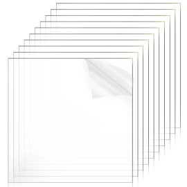 Gctwfyk 10 Pcs Thin Plexiglass Sheets, 12x12 0.5mm Small Clear PVC Flexible Plastic S.