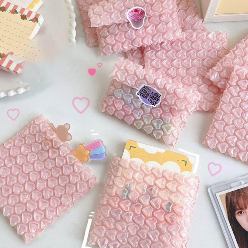 Packaging Bags Bubble Bags Pink Heart Shaped Protective Bubble Bags