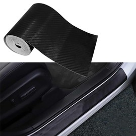 KUQUTIDY 33FT x 4" Carbon Fiber Wrap Black Vinyl Wrap for Cars, Anti-Collision Car Door Edge Guards Protection Tape, Door Sill Window Trim Protector, Universal Chrome Delete Vinyl Wrap for Vehicles