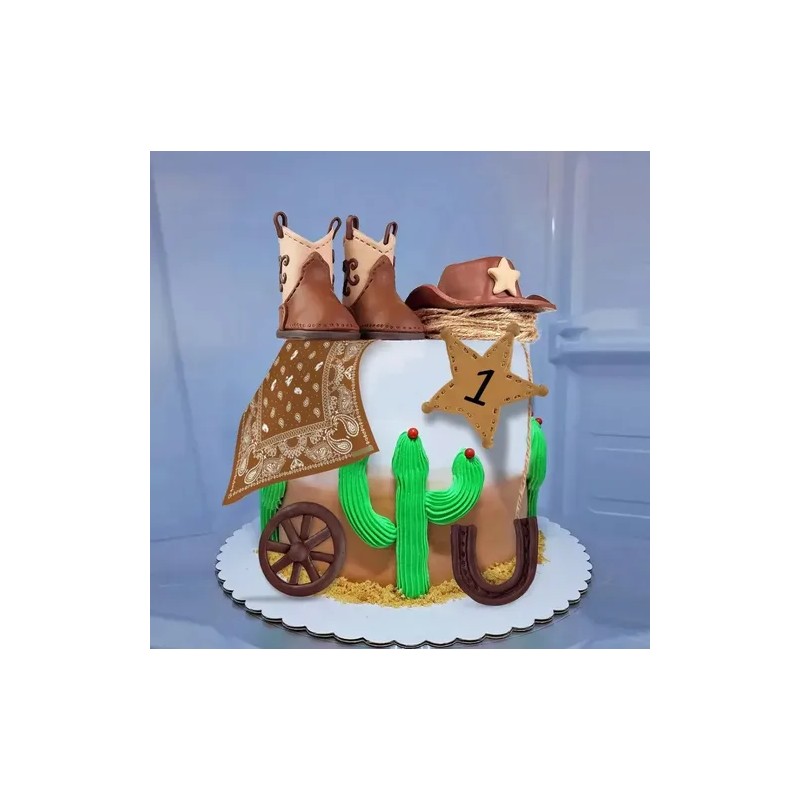 Decoración Pastel De Vaquero Del Oeste Para Fiesta Cumpleaño Rdffcoo