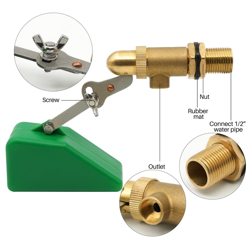 1/2 Inch Brass Float Valve with Plastic Float, Water Float