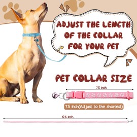 Amylove 48 Pcs Dog Collar and Leash Set, Polypropylene Adjustable Puppy Collars for Medium Dogs Small Pet Puppy Walking Training with Hook and Buckle(Multicolor,Paws Pattern)