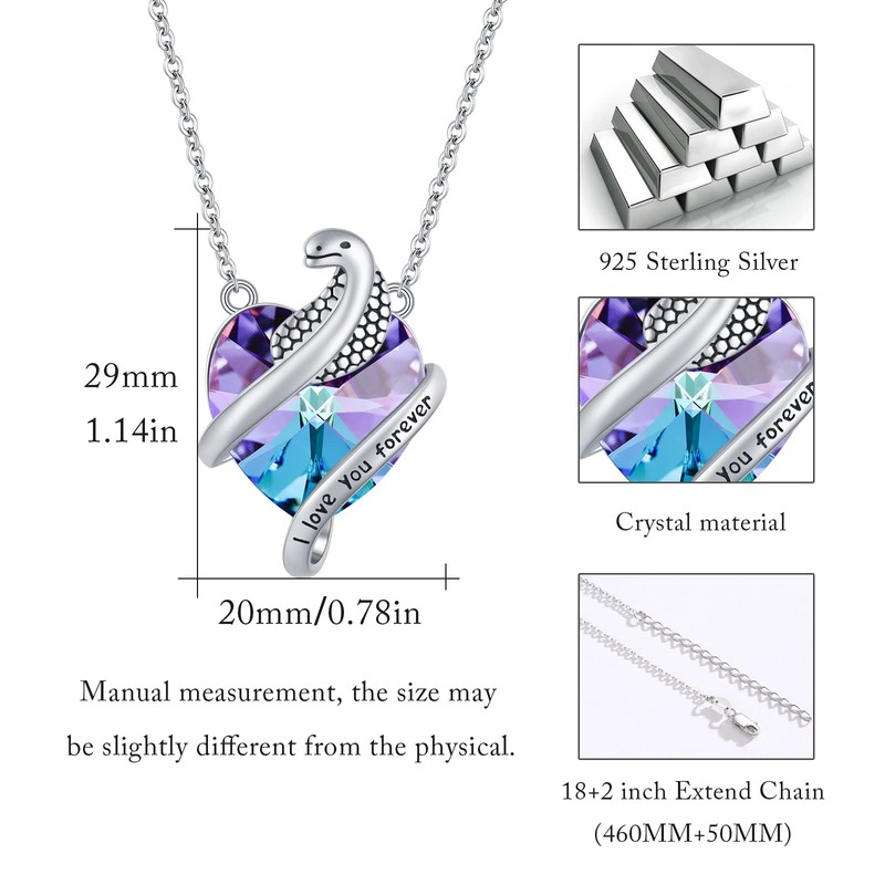 MEDWISE Snake Crystal Necklace 925 Sterling Silver Crystal Necklace Pendant