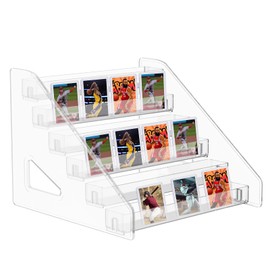 6 Tier 12" Acrylic Card Display Stand, Clear Trading Card Display Holder, Tabletop Card Organizer Stand for Display Trading Graded PSA Baseball Sports Business Cards Stickers