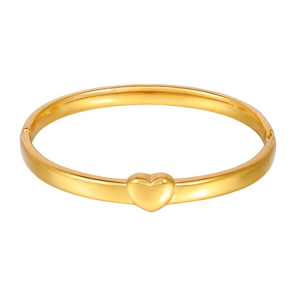 Eigso Stainless Steel Gold Bangle Bracelet for Women 6.5MM Stainless