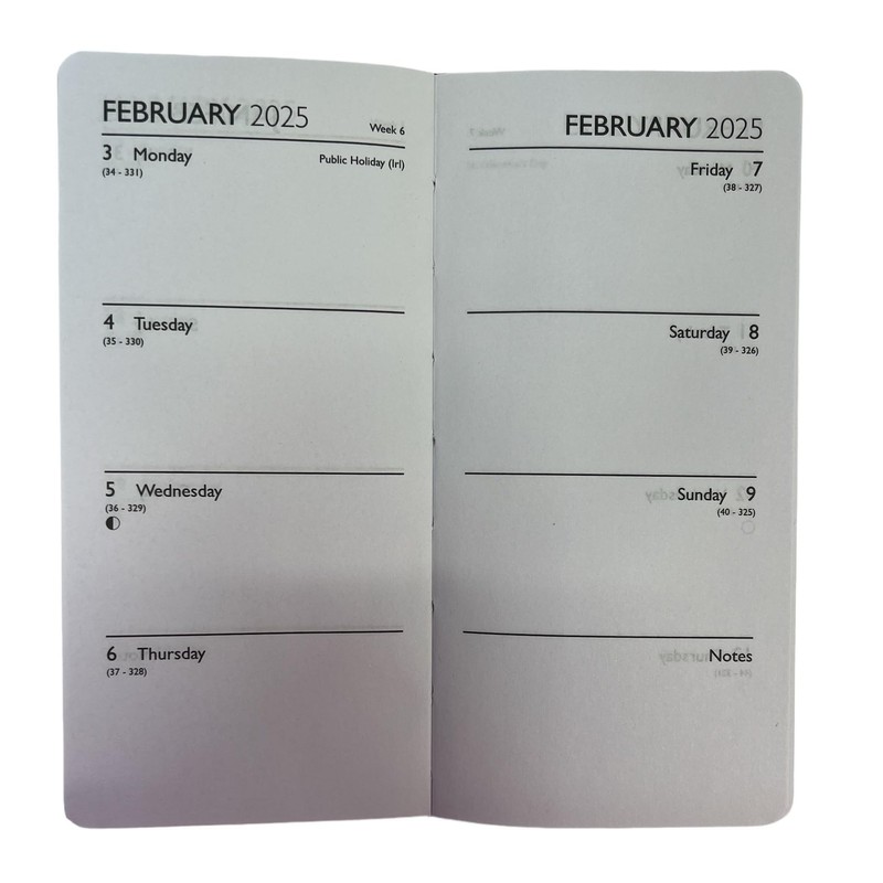 2025 Slim Week To View PVC Leather Effect Diary with