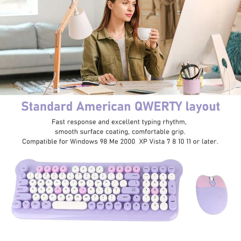 Wireless Keyboard and Mouse 2.4Ghz Connection Cute Keyboard Mouse Set