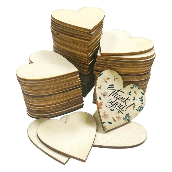 WELANE Unfinished Wooden Heart, 70 PCS Blank Love Shape Craft