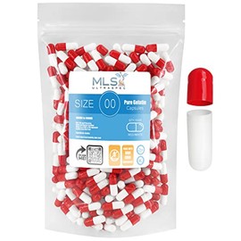 MLS Ultraspec Size 00 Empty Gelatin Capsule - Capsules Express Vegetarian Empty Pill Capsules- DIY Vegetable Capsule Filling- Veggie Pill Capsules Empty Caps (1500 Count (Pack of 1), Red/White)