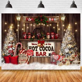 Christmas Hot Cocoa Backdrop for Photography Candy Shop Candy Scepter Christmas Tree Decor Background Winter Xmas Candy Backgrounds Children Holiday Party Decoration,6x4ft