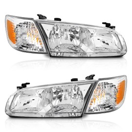 WEELMOTO for 2000-2001 Toyota Camry Headlight+Amber Corner Lamps,Headlights Assemblies Compatible with 2000 2001 Toyota Camry Headlight Assembly Pair