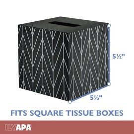 Ilyapa Wooden Tissue Box Cover, Black Wood Chevron Design - Modern Printed Wooden Tissue Holders