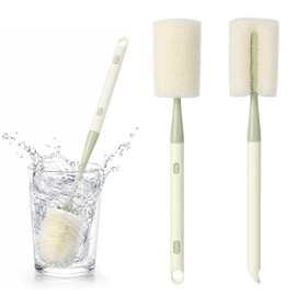 2 Stück Flaschenbürste Schwamm, Flaschenschwamm Reinigungsbürste mit Waben, Flaschenreiniger mit Langem Griff 28 bis 37cm Einziehbare Schwammbürste für Gläser, Flaschen, Kessel, Weingläser