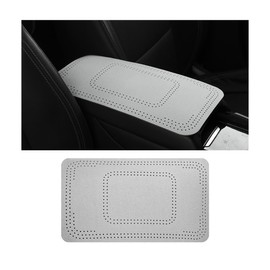 KHGUZ Car Center Console Cover, Leather Vehicle Armrest Seat Box Protection Cushion Pad, Comfortable Waterproof Auto Arm Rest Decorative Protector Mat, Universal for SUV, Truck, RV（Light Gray）