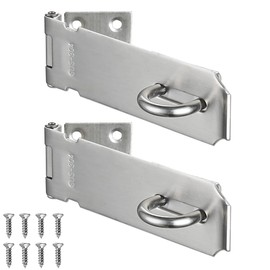 JQK Door Hasp Latch Lock, 5 Inch Stainless Steel Safety Packlock Clasp, Brushed Finish 2 Pack, DL130-BN-P2