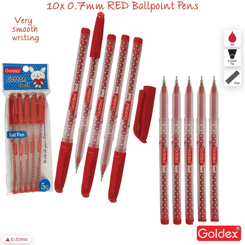 Goldex 10 x 0.7mm Ball Pens Cotton Doll Ball Point