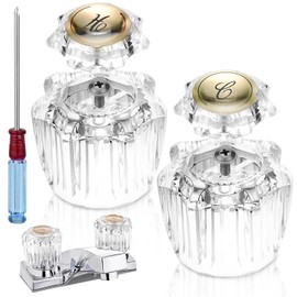 Bathroom Faucet Knobs Replacement, Bathtub Faucet Handles 1 Pair Hot and Cold 2 Knobs with A Screwdriver and Screws for Delta LDR Delex Peerless Faucets