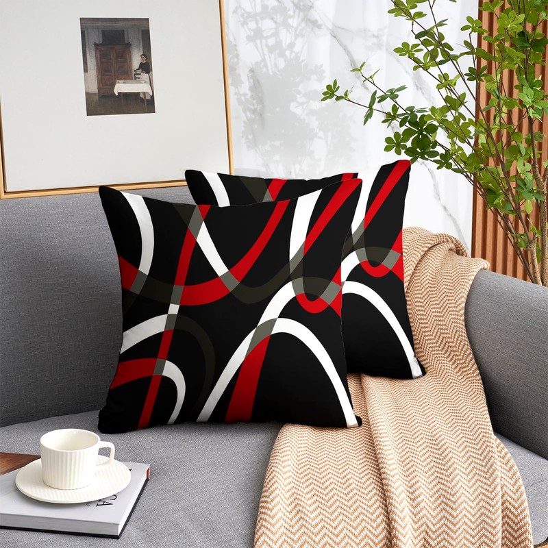 weesire Black and Red Throw Pillow Covers Set of 2