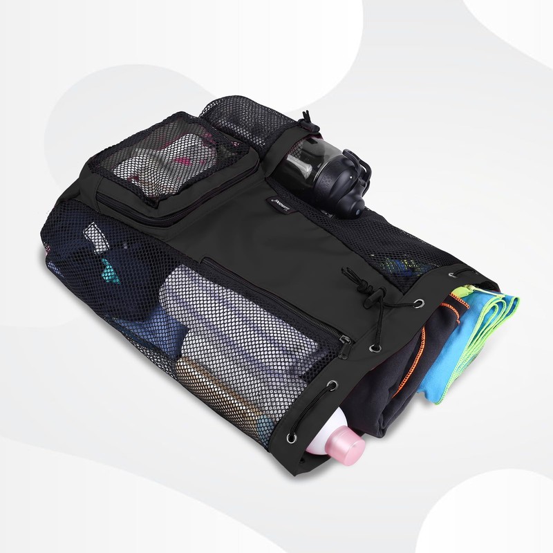 Timoxi Swim Bag Beach Backpack with Padded Shoulder Strap Mesh