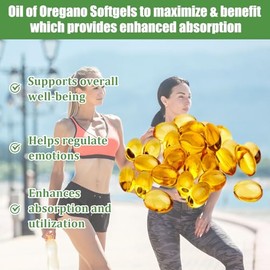 Aceite de orégano Resilia con aceite de semilla negra, cápsulas de orégano orgánico 2 en 1 para el apoyo inmunitario y el bienestar general, sin OMG n