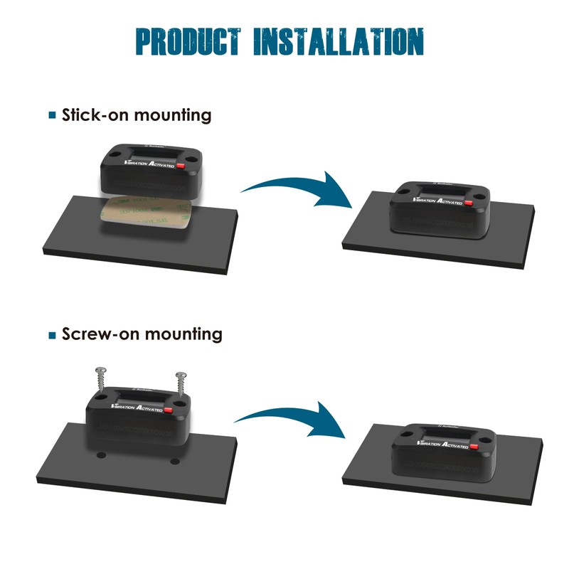 Runleader Digital Wireless Hour Meter, Vibration Activated, Maintenance Reminder, Resettable