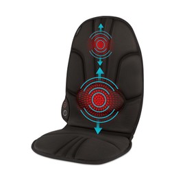 Homedics Portable Heating and Vibrating Back Massage Cushion with Adjustable Intensity and Integrated Straps